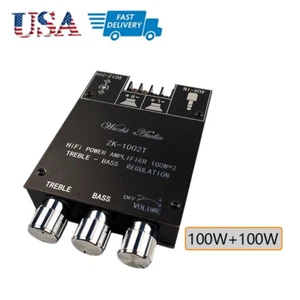ZK-1002T Bluetooth5.0 Audio Amplifier Board Module Treble Bass Adjustment 100W*2 - Picture 1 of 10