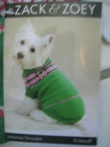 ZACK & ZOEY Dog Caribou Sweater GREEN/WHITE X-SMALL NWT