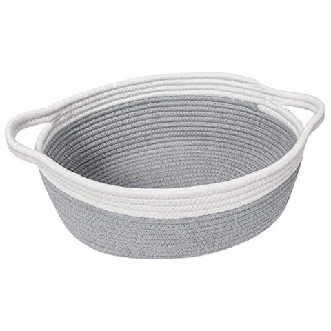 Small Woven Basket Cute Gray Rope Basket Cotton Basket Baby Room Storage Cover