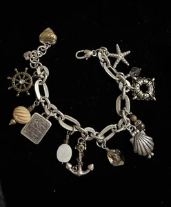 Brazalete Brighton Nautical "Let Your Dreams Set Sail" Nantucket Crystal Charm - Imagen 1 de 4