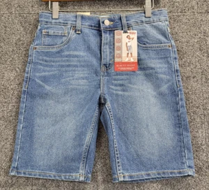 Levi's Slim Fit Denim Shorts Boys 16 Reg 28W Blue Adustable Waist Band Stretch - Picture 1 of 10