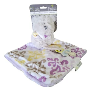 Blankets & Beyond Adorable Nunu Lovey Security Blanket Teddy Bear Gray Purple Ye - Picture 1 of 4
