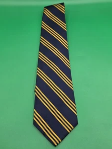 Lauren Ralph Lauren Men’s 100% Silk Tie Made In USA Navy/Gold Striped - Picture 1 of 4