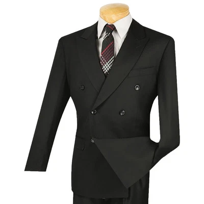 Traje de hombre BIG & TALL negro de doble pecho con cintura ajustable, ajuste regular nuevo con etiquetas Foto 1 de 2
