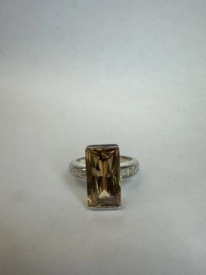 Estate 925 пробы оранжевый и белый CZ кольцо размер: 8,5 - Изображение 1 из 4