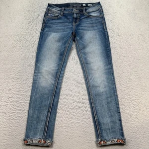 Miss Me Jeans Size 26 x 27 Ankle Skinny Floral embroidered MY8925AK3 - Picture 1 of 14