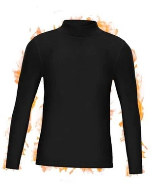  Camisa térmica de compresión para niños jóvenes, manga larga cuello falso mediana negra Foto 1 de 4