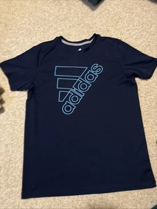 Adidas Boy’s Large Navy Blue Light Blue Logo Lightweight Comfortable - Picture 1 of 7