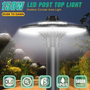 150W LED Post Top Light Dusk to Dawn Commercial Garden Yard  Pole Light Fixtures - Picture 1 of 12