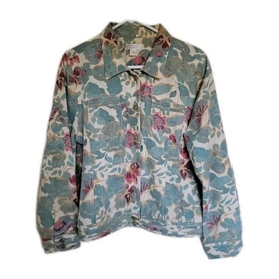 Christopher Banks Linen Cotton Blend Floral Jacket Women's Size Large - Image 1 of 3