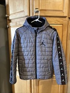 Air Jordan Nike Boys Puffer Coat. Lined With Fleece. Size Large. Charcoal Gray. - Picture 1 of 15