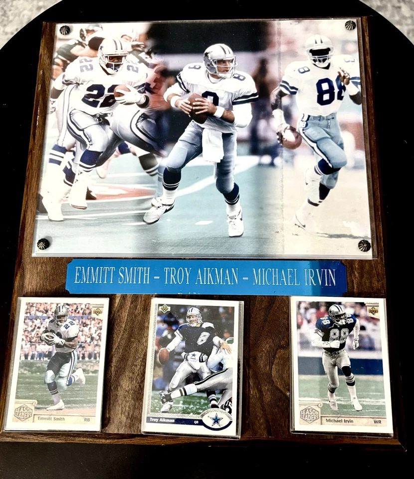 Placa TRILLIZOS Dallas Cowboys Troy Aikman Michael Irvin Emmitt Smith Foto 1 de 1