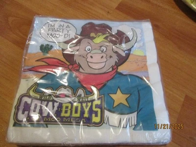 Wild West COWboys Moo Mesa tovaglioli forniture per feste di compleanno 1993 unici - Immagine 1 di 2