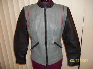 AWESOME WOMEN GRAY & BLACK Harley-Davidson Leather Jacket AMF Vintage 1970s SZ - Picture 1 of 12