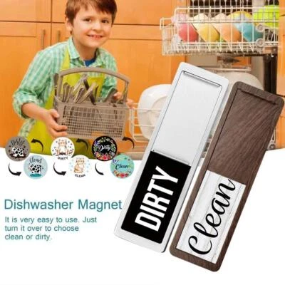 Dishwasher Magnet Clean Dirty Sign Farmhouse Rustic Wood Design Black 🔥UK - Image 1 of 4