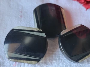 Trio gros  boutons vintage  gris inclusion noir pied 2,3 sur 2,8 cm ref 437 - Picture 1 of 5