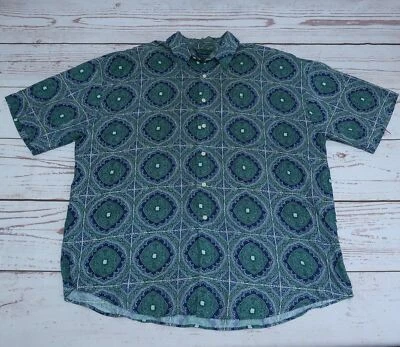 Camisa Hawaiana Vintage Para Hombre Talla Grande Verde Rayón Paisley?? Foto 1 de 4
