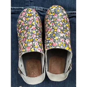 Swedish Clogs Floral Print Adjustable Buckle Made in Sweden Sz 40/ 9 - Picture 1 of 8