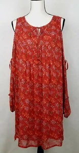Vestido Rebecca Minkoff Para Mujer L Rojo CAPPY Boho Festival Hombro Frío Floral - Imagen 1 de 7