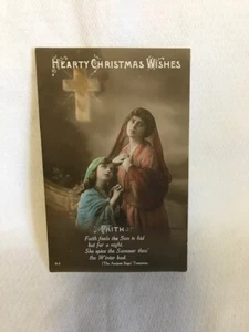Antigua postal de Navidad abundantes deseos de Navidad versículo FE - Imagen 1 de 2
