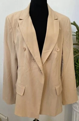 NWT ASHRO Women’s Beige Polyester Blend  Blazer Jacket Sz 18, MSRP $129 - Image 1 of 4