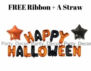 Happy Halloween Foil Balloons Hanging Decoration Pumpkin BOO Star Latex Baloons - Picture 1 of 15