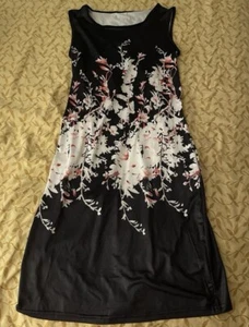New Bodycon Stretch Dress Black Floral Print Pink White Women Small S - Picture 1 of 4