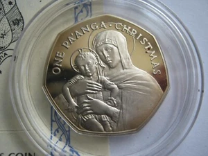 Tonga 1984 Christmas Diamond Finish One Pa'anga cased COA - Picture 1 of 5