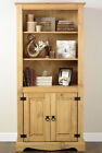 Mexican Style Merida Solid Pine Display Cabinet Cupboard 2 Door Waxed Bookcase