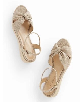 Sandalias Alpargata TALBOTS 'Pamela' Nudo Lino Talla 9 Beige Cuña-NUEVAS-Ret. $129 Foto 1 de 4