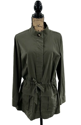 Chaqueta J. Jill Mujer Mediana Verde Utilidad Carga Cinturón Botón Bolsillos Delanteros Foto 1 de 3