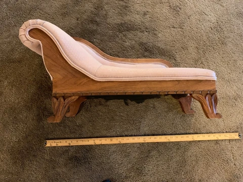 Antique Vintage Salesman Sample Miniature Doll Size Chaise Lounge Fainting Couch Cover