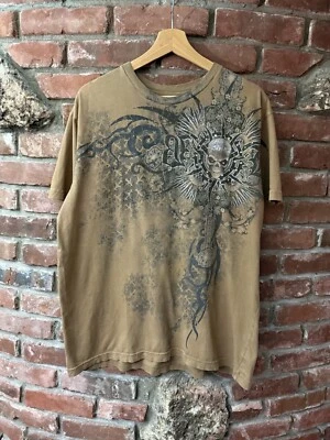 Camisa Deslumbrada Vintage Años 2000 Y2K Brad Butter Calavera AOP Foto 1 de 4