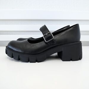 Madden Block Chunky Mary Jane Platform Heel Shoes Womens Size 9.5 Black EUC