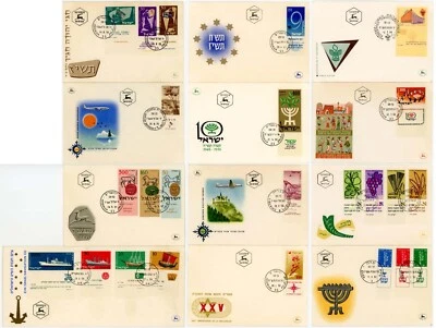 ISRAEL 1956-58 ILLUSTRATED FIRST DAY COVERS with TABS 12 FDCs - Image 1 of 4
