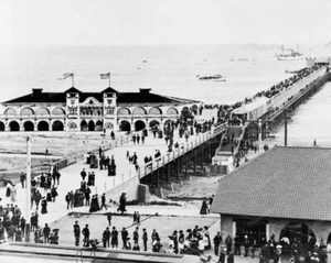 Birds Eye View Of Pier Long Beach C.A. 8x10 Reprint Of Old Photo - Bild 1 von 1