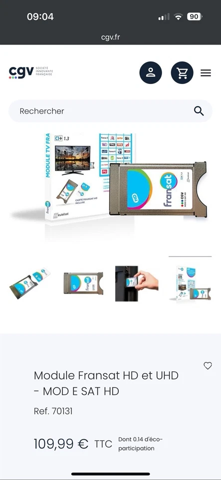 FRANSAT : Module Fransat Ci + 1.3 .  Marque CGV Pour TV Avec Tuner Satellite - Photo 1/4