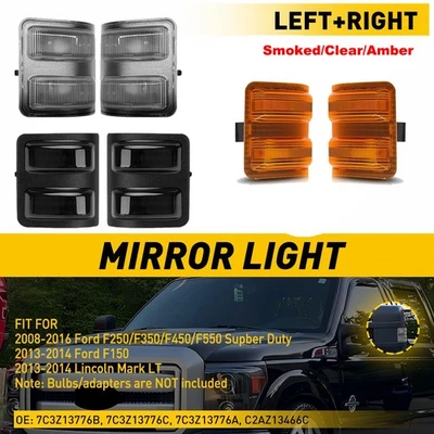 2x Carcasas de luces de señalización de espejos laterales ámbar/humado para Lincoln Mark LT 2013-2014 Foto 1 de 4