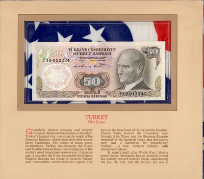 Most Treasured Banknotes Turkey 50 Lira 1970 UNC P 188a.1 UNC Low # 013234 - Image 1 of 2