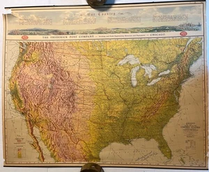 Antique Ohman Map 1938 United States- Frederick Post Co. Chicago-Signed 36”x 29” - Picture 1 of 24