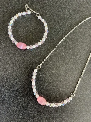 Ожерелье и браслет ручной работы «Розовый жемчуг» - Изображение 1 из 2