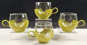 (4) Pyrex Roly Poly Avocado Green Plastic Holders Set Vintage Corning Retro Lot - Picture 1 of 24