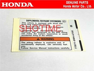 HONDA 97-01 PRELUDE TYPE-SH Bonnet Hood SRS Caution Sticker Label OEM - Picture 1 of 1