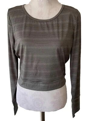 Top Danskin Gris Manga Larga Rayas Cerradura Recortado Atlético Para Mujer XL - NUEVO CON ETIQUETAS Foto 1 de 4
