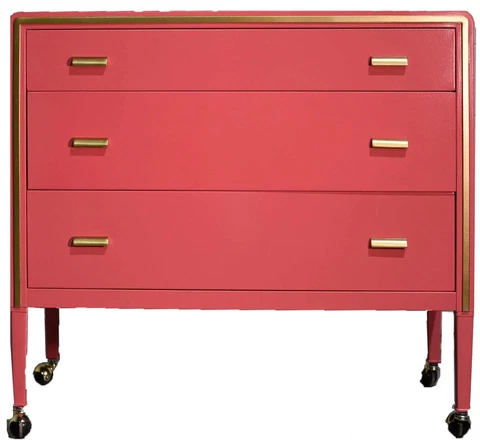 1930s Art Deco Metal Dresser Norman Bel Geddes for Simmons - Newly Painted Cover