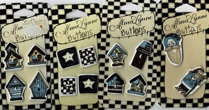ALMA LYNNE BUTTONS-4 SETS -SANTAS, BIRDHOUSES, STARS - Picture 1 of 1