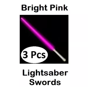 Confezione 3 Spade Accese Rosa - Spada Laser LED Halloween Prop Accessorio Costume - Foto 1 di 2