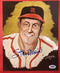 RARE 17/50 Stan Musial & Artist PSA/DNA STL Cardinals Autographed 8x10 PHOTO - Picture 1 of 5