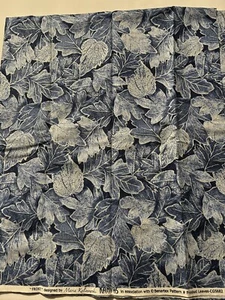 1 Yard Cotton Fabric Kansas Studio Frosted Leaves CG5682 Blue Silver Shimmer - Picture 1 of 5