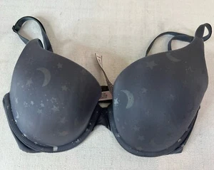 VICTORIAS SECRET Size 32D Perfect Shape Bra Gray Star Moon Underwire Womens READ - Picture 1 of 11